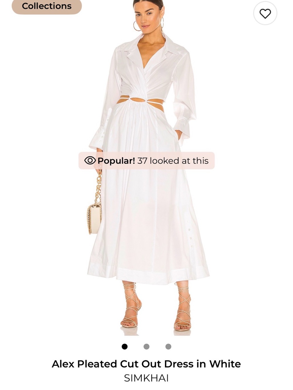 SIMKHAI White Pleated Maxi Dress with Side Cut-Outs